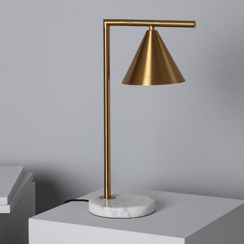 Product of Tinos Marble and Metal Table Lamp ILUZZIA