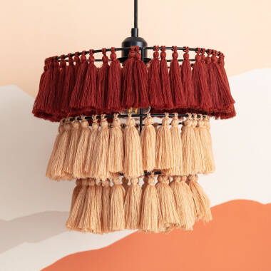 Product of Nahua Fringed Cotton & Metal Pendant Lamp