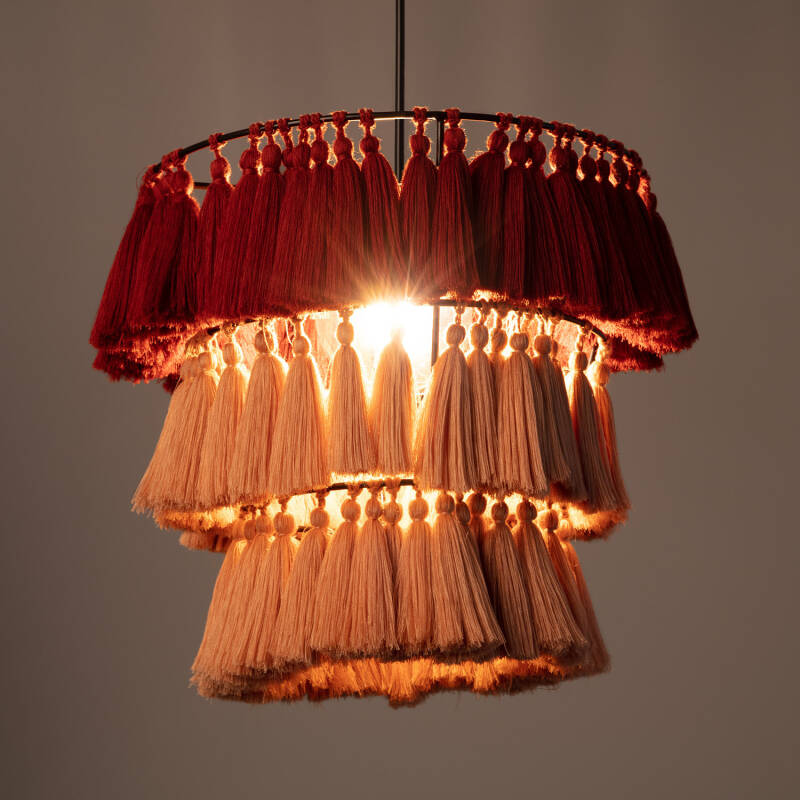 Product of Nahua Fringed Cotton & Metal Pendant Lamp