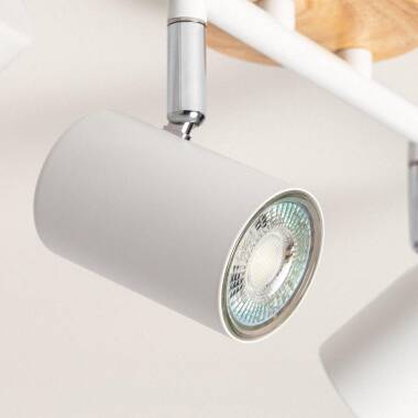 Product of Albus 4 Spotlights Wood and Metal Adjustable Ceiling Lamp