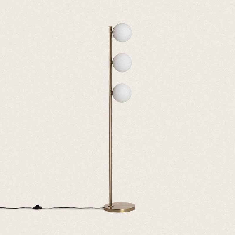 Produit de Lampadaire Métal et Verre Moonlight Brass 3 Spots