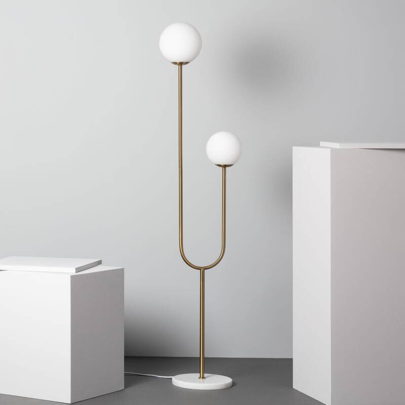 Produit de Lampadaire Métal et Verre Moonlight Brass 2 Spots