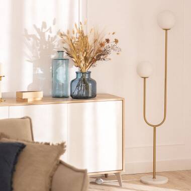 Produit de Lampadaire Métal et Verre Moonlight Brass 2 Spots