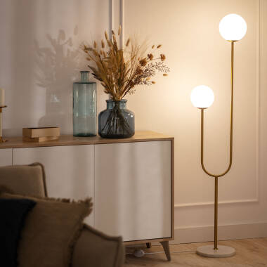 Produit de Lampadaire Métal et Verre Moonlight Brass 2 Spots