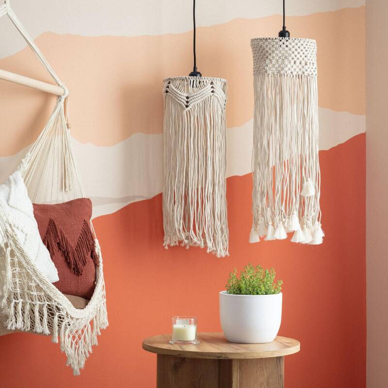 Producto de Macramé Nanti Fringed Cotton Pendant Lamp 