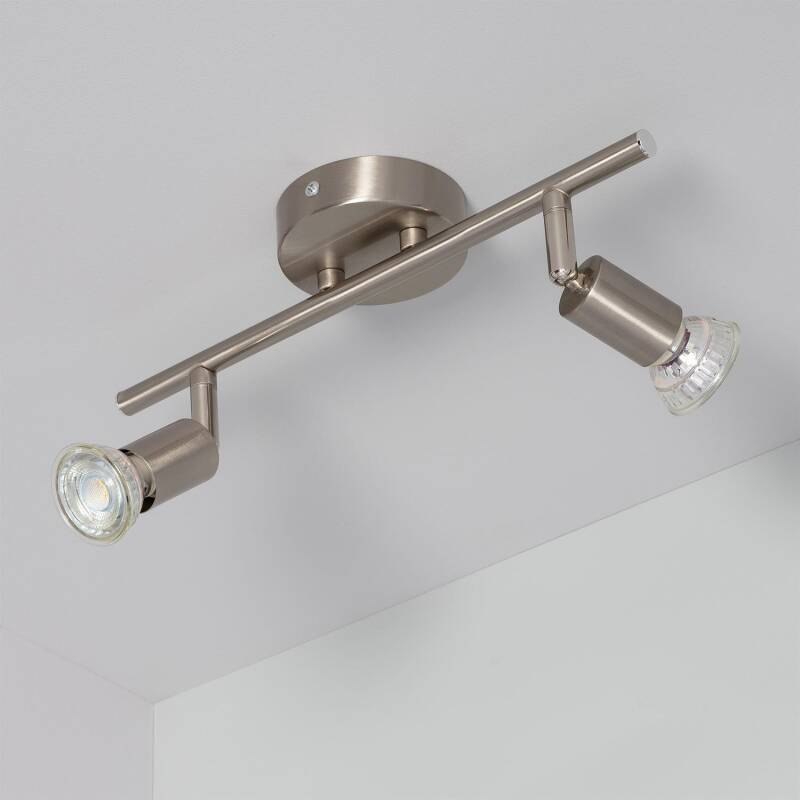 Product van Plafondlamp Aluminium Richtbaar Oasis met 2 Spots Zilver