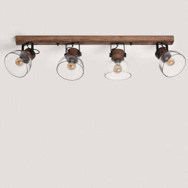 Product of Dallas 4 Spotlight Wood & Glass Ceiling Lamp ILUZZIA
