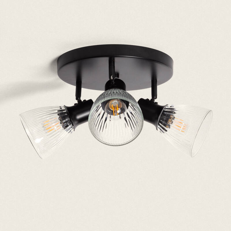 Product van Plafondlamp Metaal en Glas Aron  3 Spots