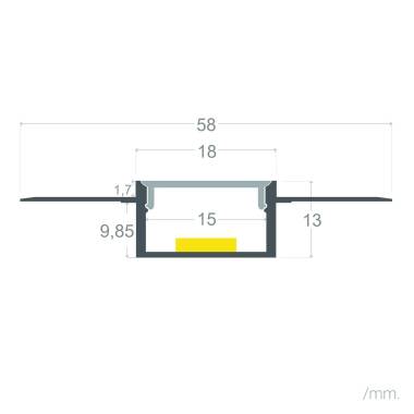 Produkt von Aluminiumprofil für Integrierung in Gips/Gipskarton für LED-Streifen bis 15mm