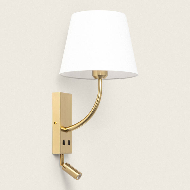 Product van Wandlamp met Leeslamp 2.5W Metaal Gold-Teylo Conne