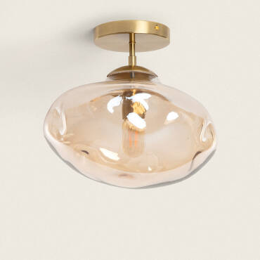 LEDKIA Deckenleuchte Windsor, Gold & Glas – E27, Ø 27 Cm, Für Klassische & Vintage Einrichtung