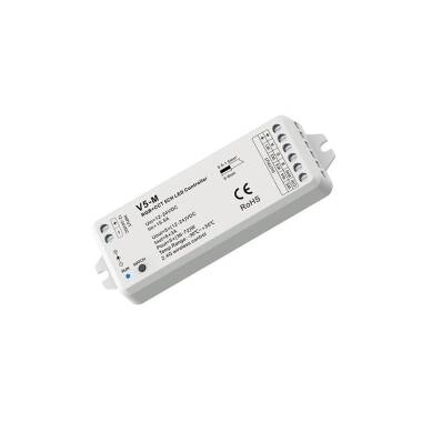 LED Dimming Controller for 12/24V DC RGBWW LED Strips Compatible with RF Remote
