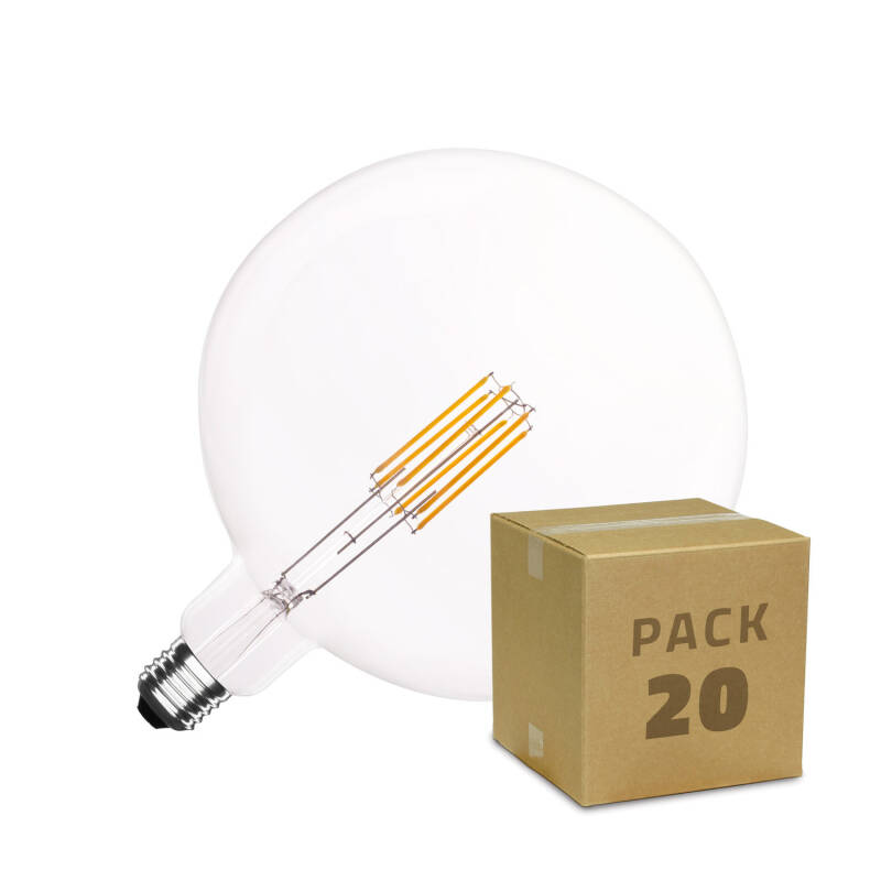 Produit de [NO ACTIVAR] Boîte de 20 Ampoules LED E27 Dimmable Filament Big Suprême G200 6W Blanc Chaud