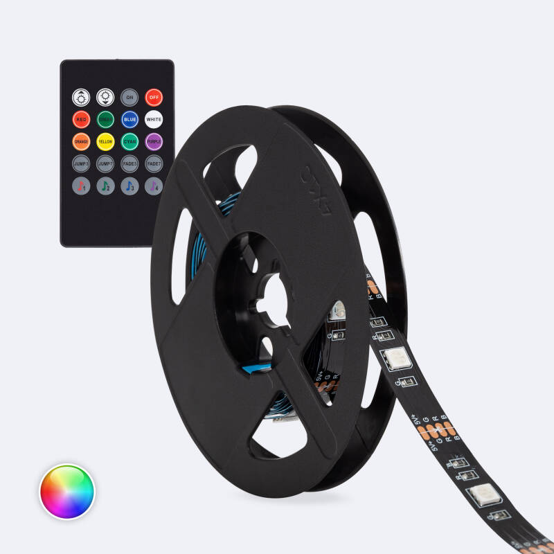 Product van Kit  LED Strip RGB  5V DC 24LED/m met USB voor TV 2m IP20