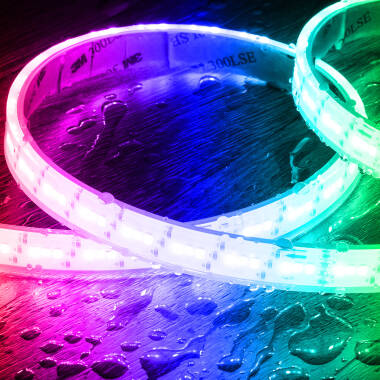 Product van  Rol RGB LED Strip 220V AC Silicone FLEX 192 LED/m Breedte 14 mm 25 Meter IP67 Soldeer baar om de 10 cm 