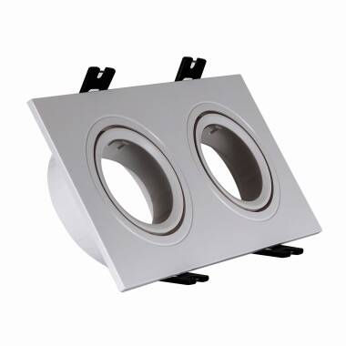 Square Tilting Downlight Frame for two GU10 / GU5.3 LED Bulbs Cut 75x150 mm