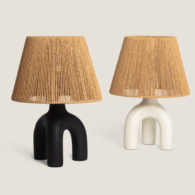 Produit de Lampe à Poser Papier Tressé et Résine Otilia 