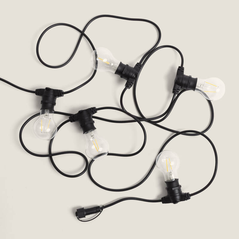 Prodotto da Kit Ghirlanda Luci per Esterni IP44 5m Nero + 5 Lampadine Filamento LED B22 2W A60