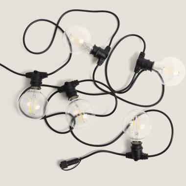 Kit Ghirlanda Luci per Esterni IP44 5m Nero + 5 Lampadine Filamento LED B22 6W G95