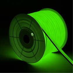 Product 50m Coil 220V AC 7.5W/m Semicircular 180º Dimmable LED Neon Strip 120 LED/m in Green IP67 Custom Cut every 100cm