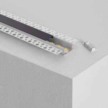 2m Aluminium Recessed in Plaster / Plasterboard for Double LED Strips