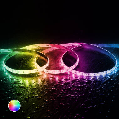 LED Strip Kit 24V DC 60LED/m 5m IP65 RGB  Breedte 10mm met Voeding en controller