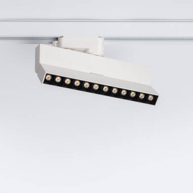 12W Elegant Optic Linear Dimmable LED Spotlight No Flicker CCT Selectable for Three Circuit Track in White