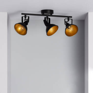 Lampada da Soffitto Orientabile in Alluminio 3 Faretti Emer Nero