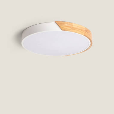 24W Semi-Dari Round Wood LED Surface Panel CCT Selectable Ø418 mm