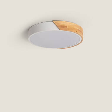 18W Semi-Dari Round Wood LED Surface Panel CCT Selectable Ø320 mm