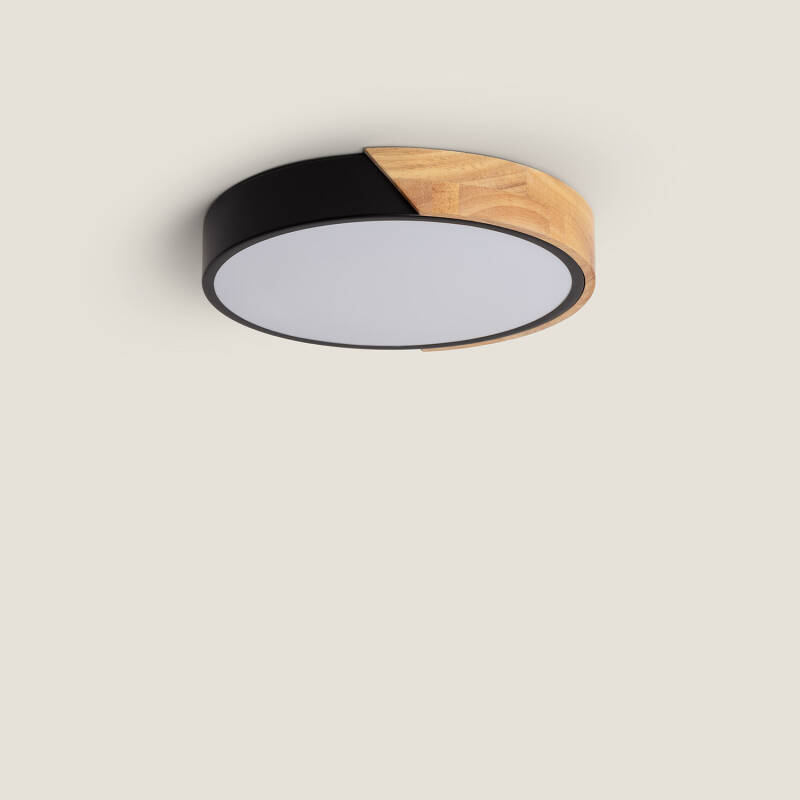 Product of 18W Semi-Dari Round Wood LED Surface Panel CCT Selectable Ø320 mm 