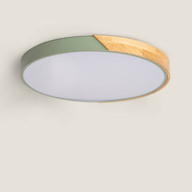 36W Semi-Dari Round Wood LED Surface Panel CCT Selectable Ø500 mm