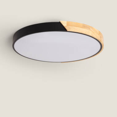 Plafondlamp LED 36W Rond Hout Ø500 mm  CCT Selecteerbaar Semi-Dari