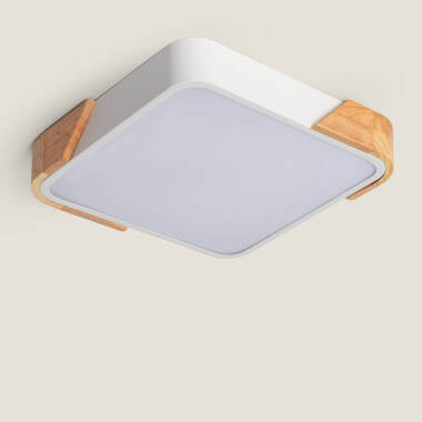 Plafonnier LED 18W Carré Bois 325x325 mm CCT Sélectionnable Semi-Dari