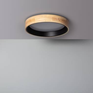 20W Dari Round Wood LED Surface Panel CCT Selectable Ø470 mm