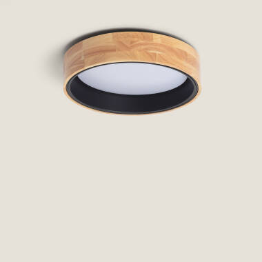 LED-Deckenleuchte 15W Rund Holz Ø370 mm CCT Wählbar Dari