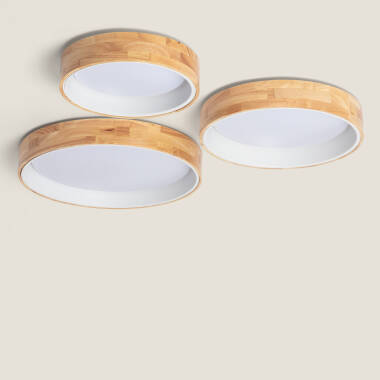 Product of 20W Dari Round Wood LED Surface Panel CCT Selectable Ø470 mm 