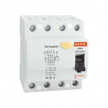 Interrupteur Différentiel Industriel Haute Immunité 4P-30mA 25-40A-Class A-10kA MAXGE
