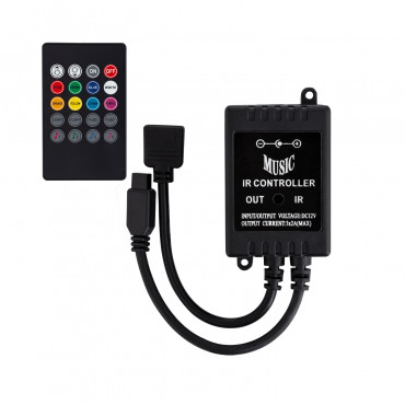 Product Controller Musicale Striscia LED RGB 12V, Telecomando IR 20 Pulsanti