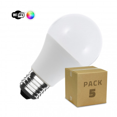 Pack 5 Lampadine LED Smart E27 6W 806 lm A60 Wi-Fi RGBW Regolabili - Ledkia