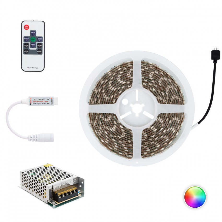 Product of KIT: 5m RGB LED Strip 12V DC, SMD5050, 60LED/m, IP65 + Power Supply and Controller