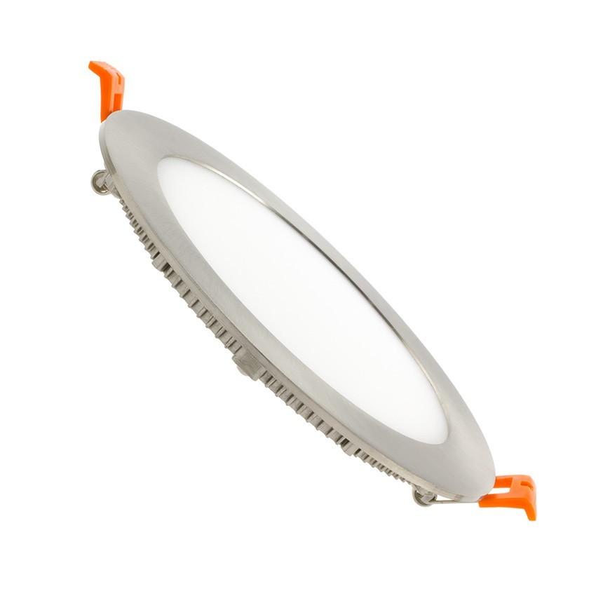 Produit de Dalle LED Ronde Extra-Plate 12W Cadre Argentée Coupe Ø 155 mm
