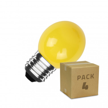 Pack of 4u E27 G45 3W LED Bulbs in Yellow