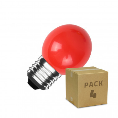 Pack of 4u E27 G45 3W LED Bulbs in Red 300lm