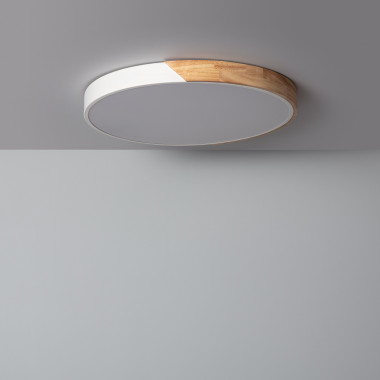 Plafondlamp LED 36W Rond Hout Ø500 mm  CCT Selecteerbaar Semi-Dari