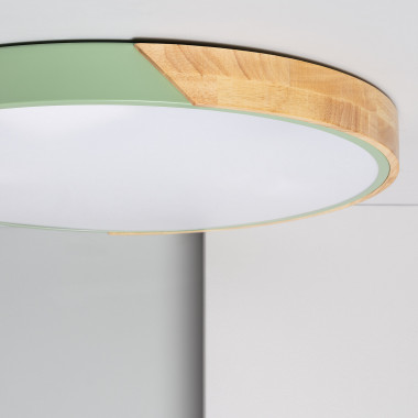 Lindby Mirren plafoniera LED legno Ø39,5cm smart