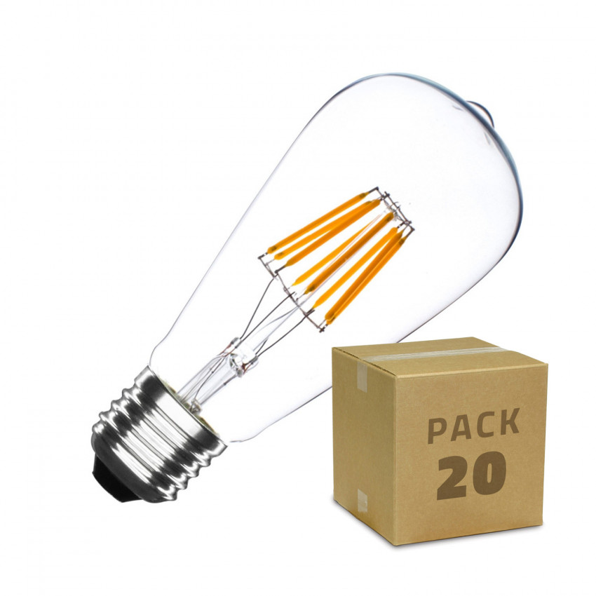 Produit de Boîte de 20 Ampoules LED E27 Filament Dimmable 5.5W ST64 Big Lemon Blanc Chaud