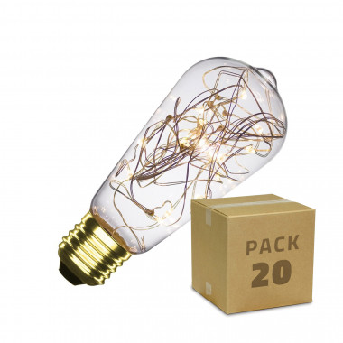 Boîte de 20 Ampoules LED E27 Dimmable Filament Lum Lemon ST58 1W Blanc Chaud