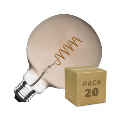 Box of 20 Dimmable 4W G125 E27 Supreme Spiral Smoke Filament LED Bulbs in Warm White
