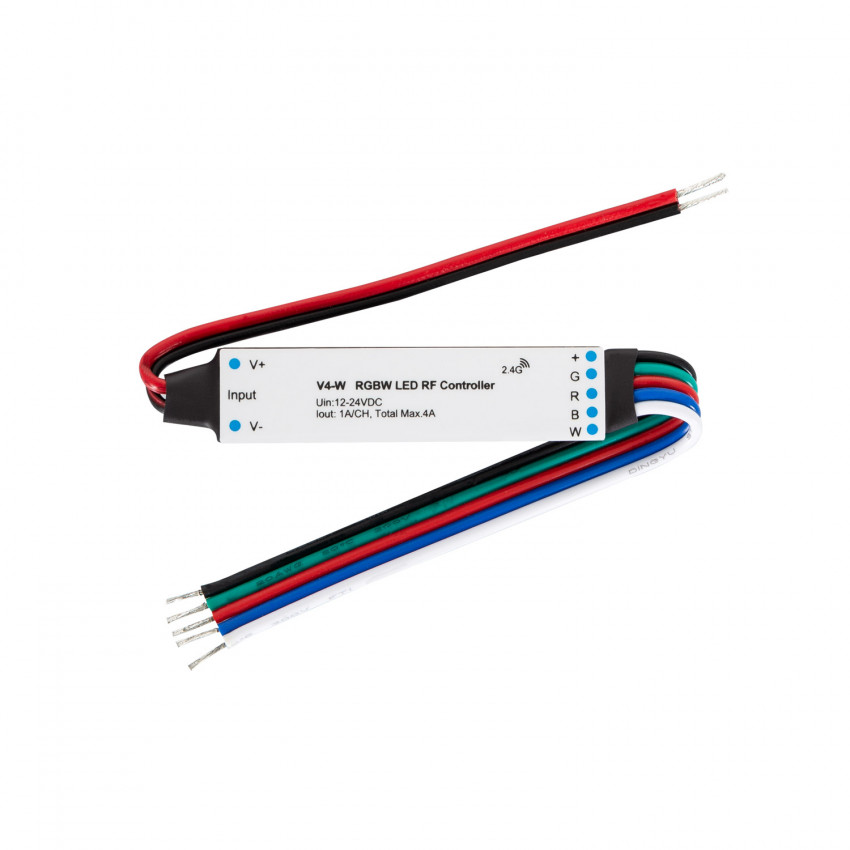 Product of 12/24V DC Mini RGBW LED Strip Controller compatible with RF Remote